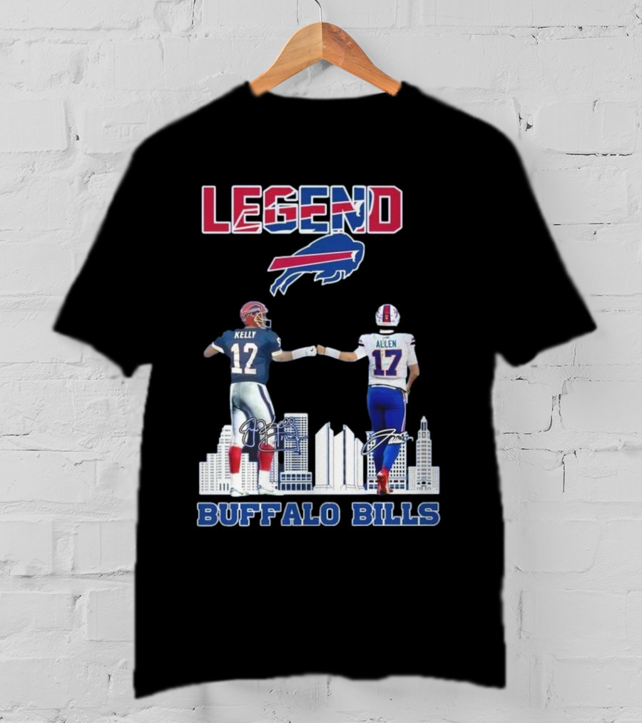 Legend Buffalo Bills Kelly 12 Allen 17 Signatures T-Shirt