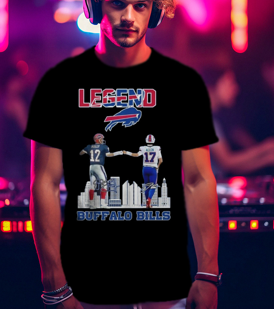 Legend Buffalo Bills Kelly 12 Allen 17 Signatures T-Shirt