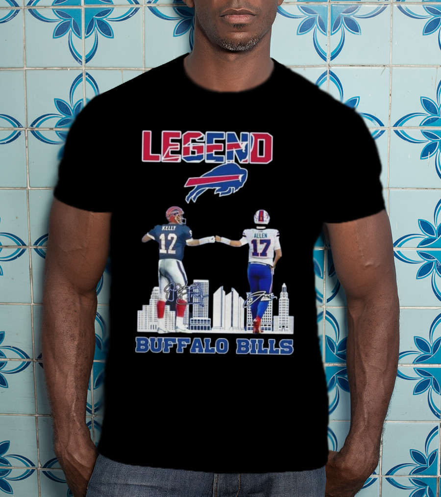 Legend Buffalo Bills Kelly 12 Allen 17 Signatures T-Shirt