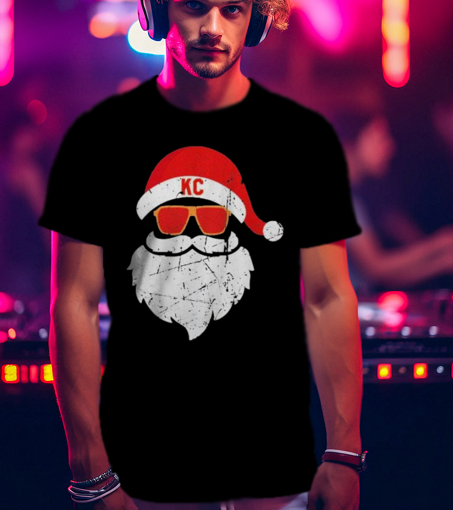 Kansas City Chiefs KC Santa Claus Christmas Holiday T-Shirt
