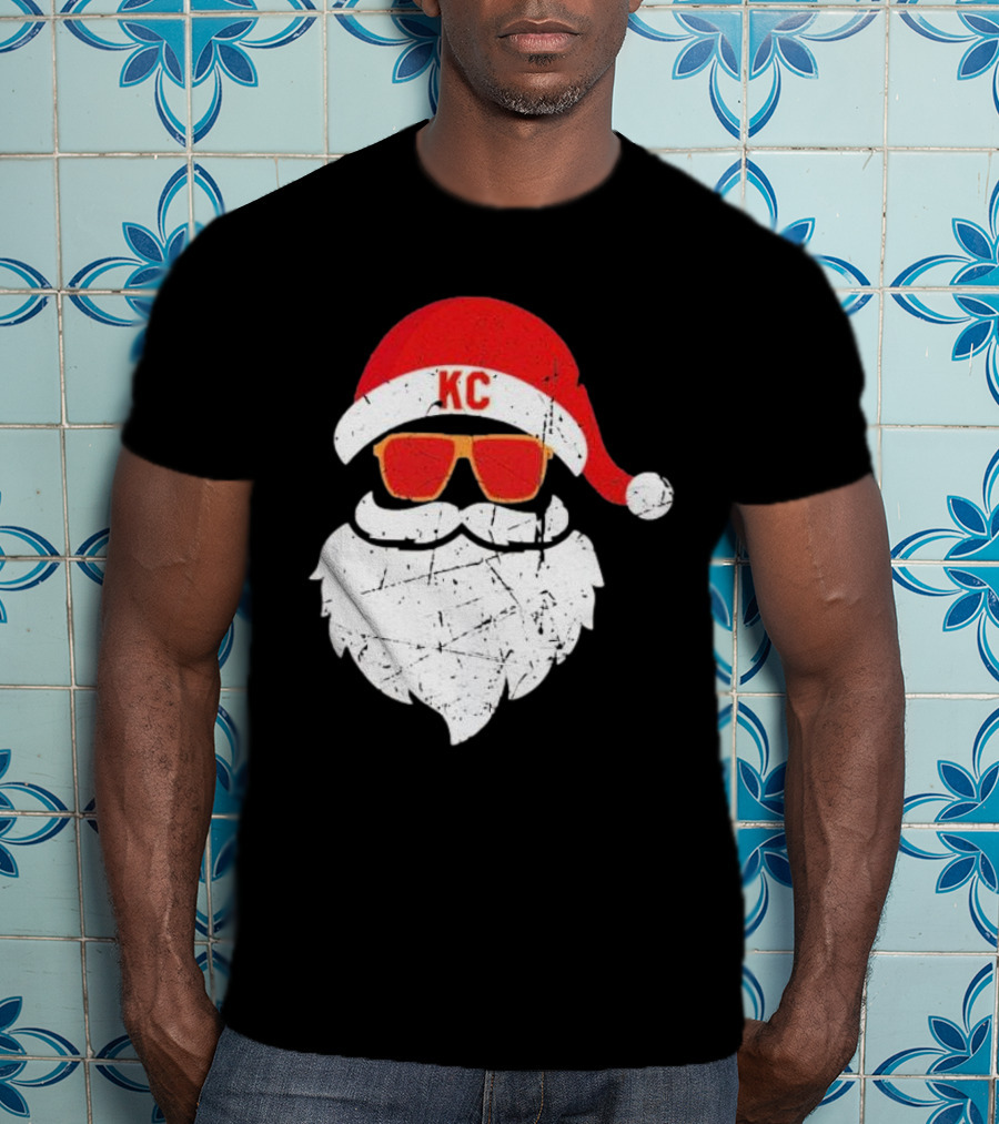 Kansas City Chiefs KC Santa Claus Christmas Holiday T-Shirt