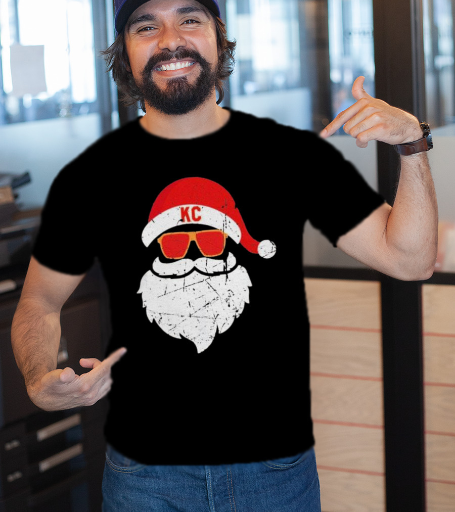 Kansas City Chiefs KC Santa Claus Christmas Holiday T-Shirt