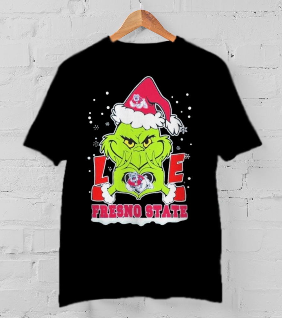 The Grinch Love Fresno State Bulldogs Christmas T-Shirt