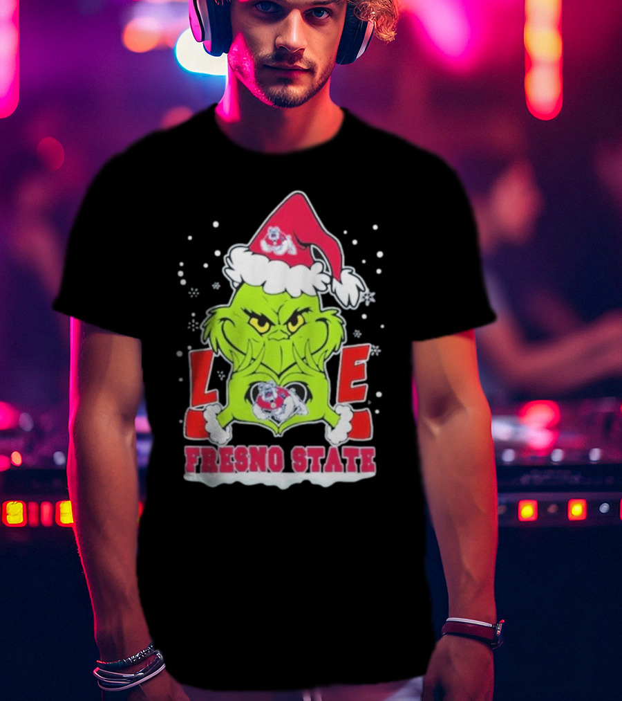 The Grinch Love Fresno State Bulldogs Christmas T-Shirt