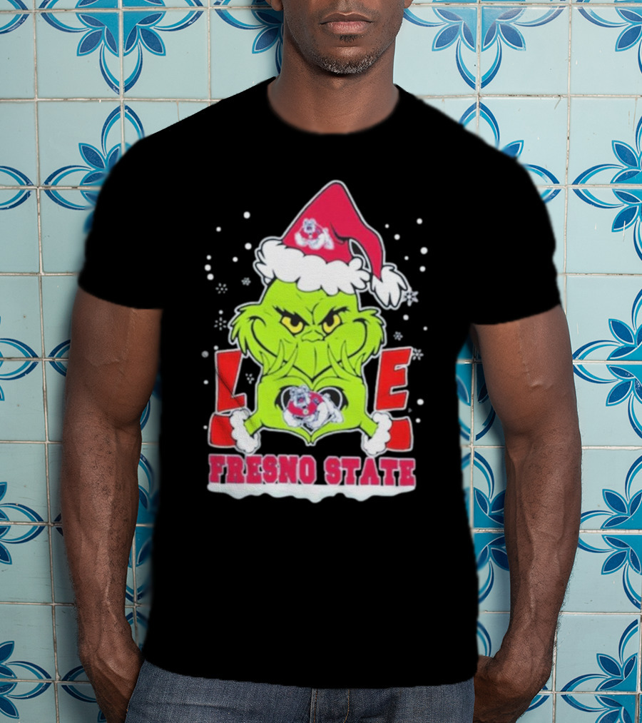 The Grinch Love Fresno State Bulldogs Christmas T-Shirt