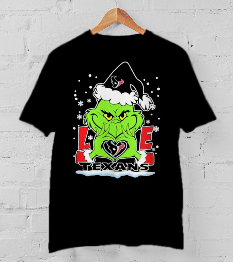 The Grinch Love Houston Texans Football Christmas T-Shirt