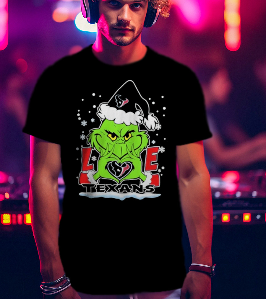 The Grinch Love Houston Texans Football Christmas T-Shirt