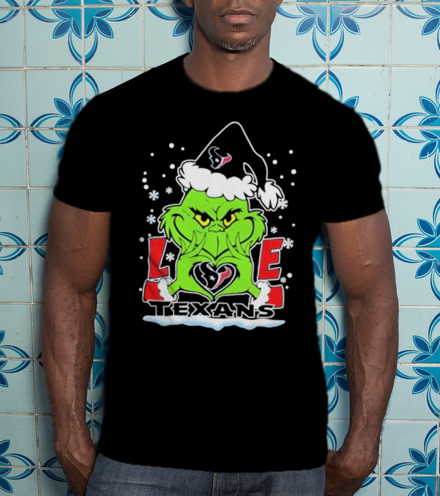 The Grinch Love Houston Texans Football Christmas T-Shirt