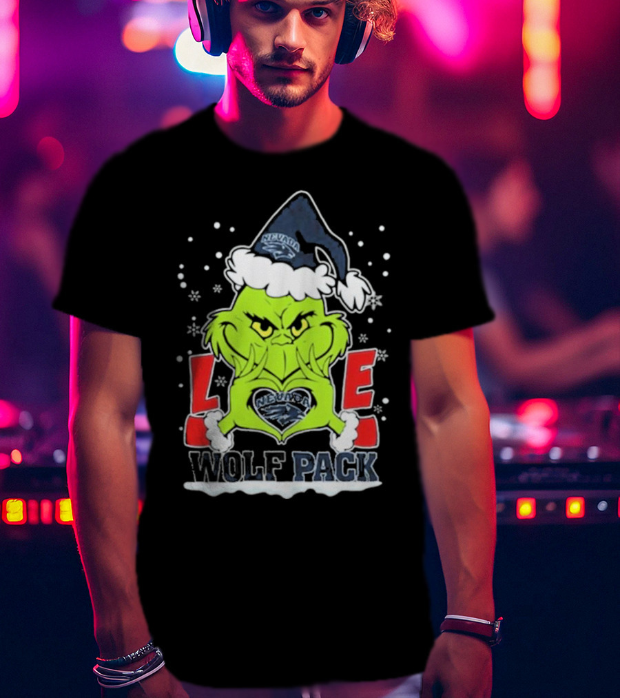 The Grinch Love Nevada Wolf Pack Football Christmas T-Shirt
