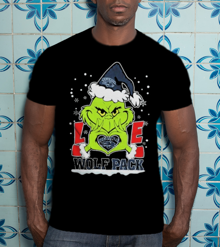 The Grinch Love Nevada Wolf Pack Football Christmas T-Shirt