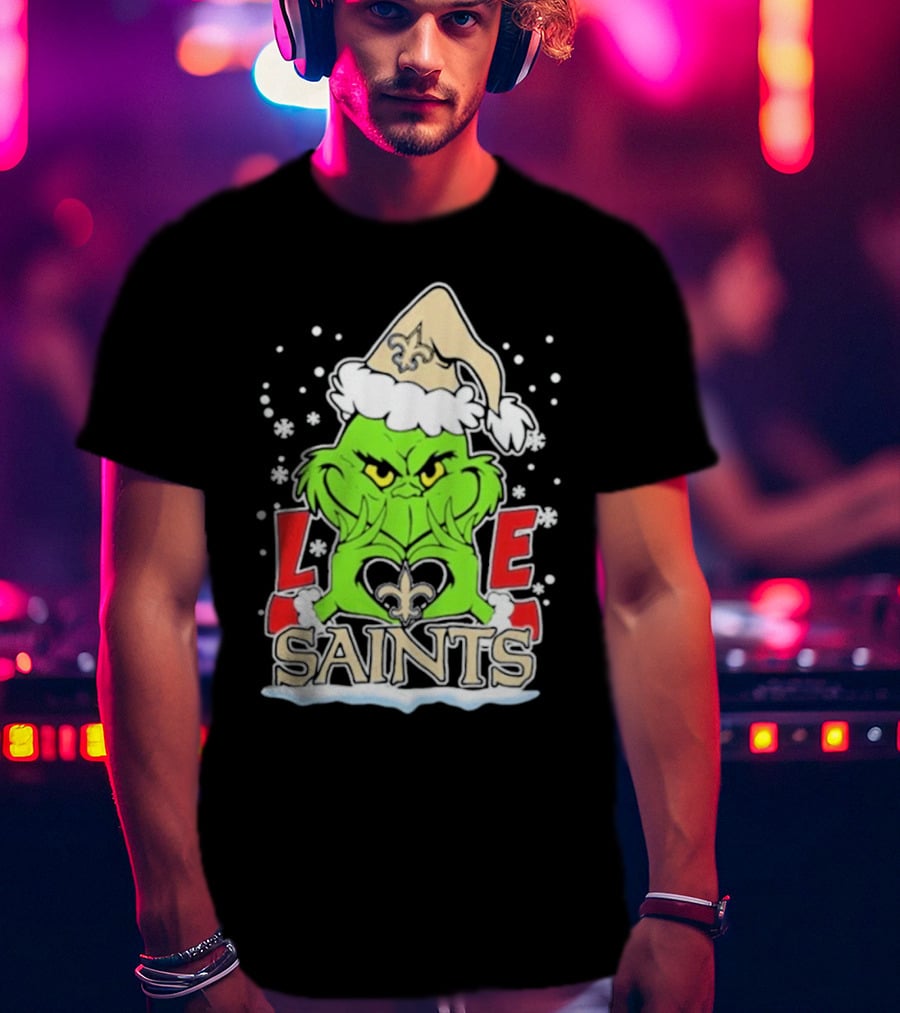 The Grinch Love New Orleans Saints Football Christmas T-Shirt