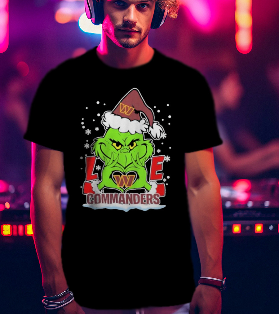 Grinch Christmas Love Washington Commanders Football T-Shirt