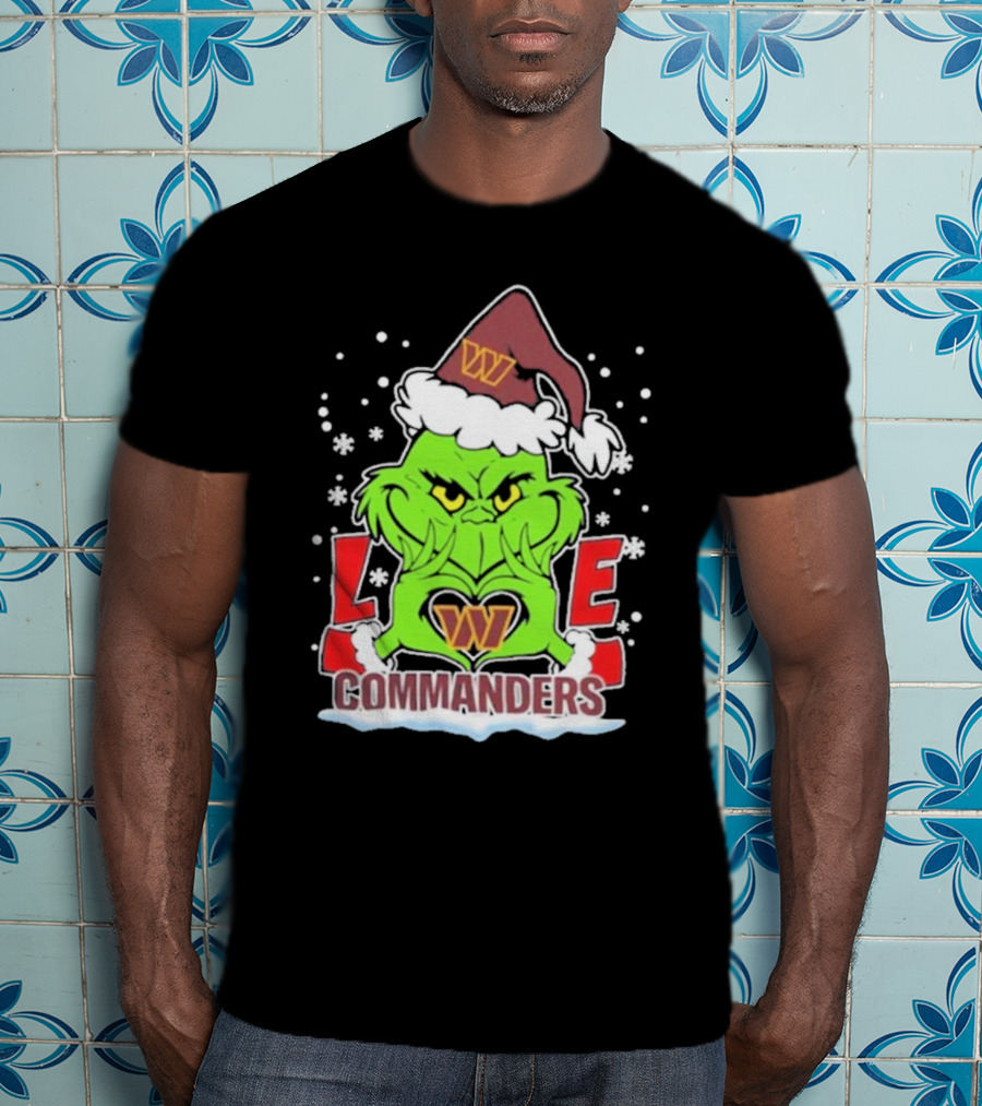 Grinch Christmas Love Washington Commanders Football T-Shirt