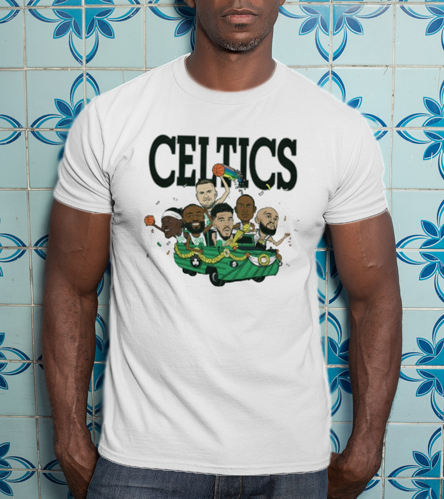Celtics Basketball Team Cartoon Parade T-Shirt