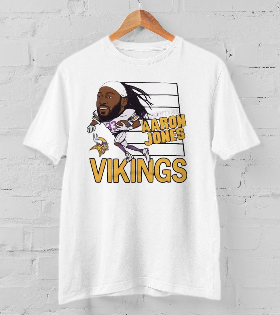 Vikings Showtyme Aaron Jones Football Cartoon Running T-Shirt