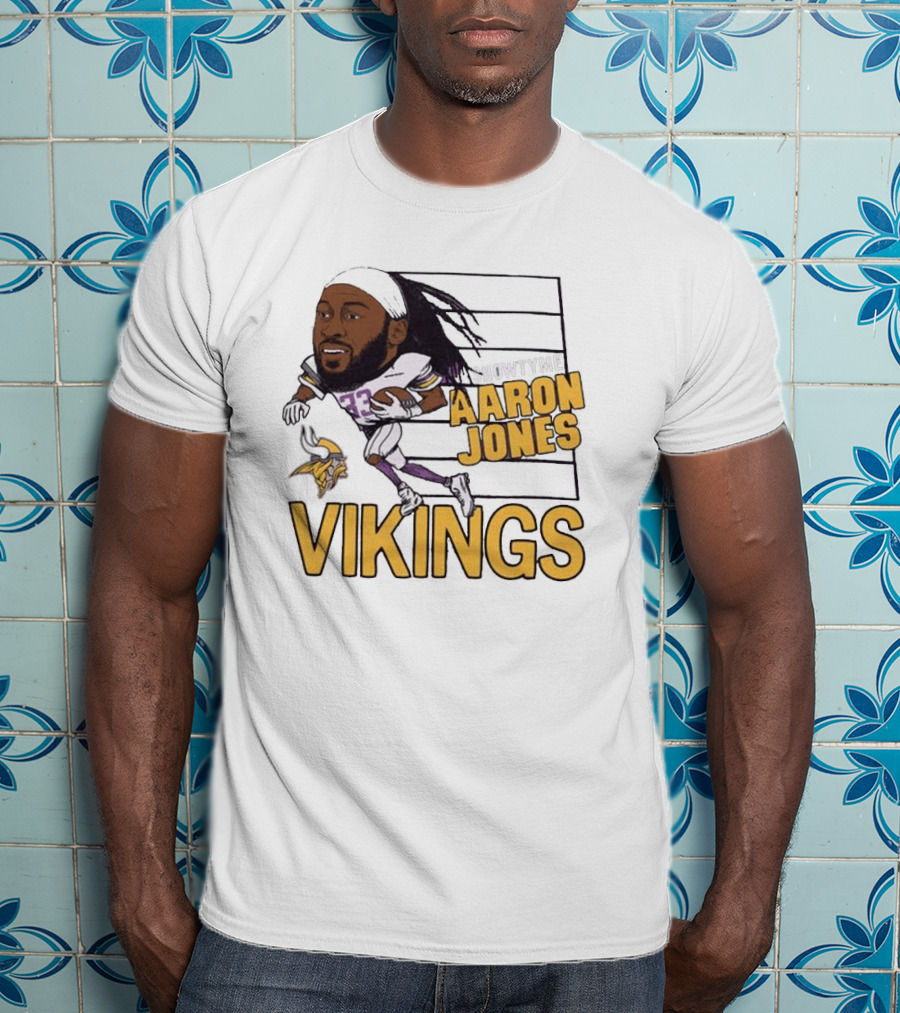 Vikings Showtyme Aaron Jones Football Cartoon Running T-Shirt