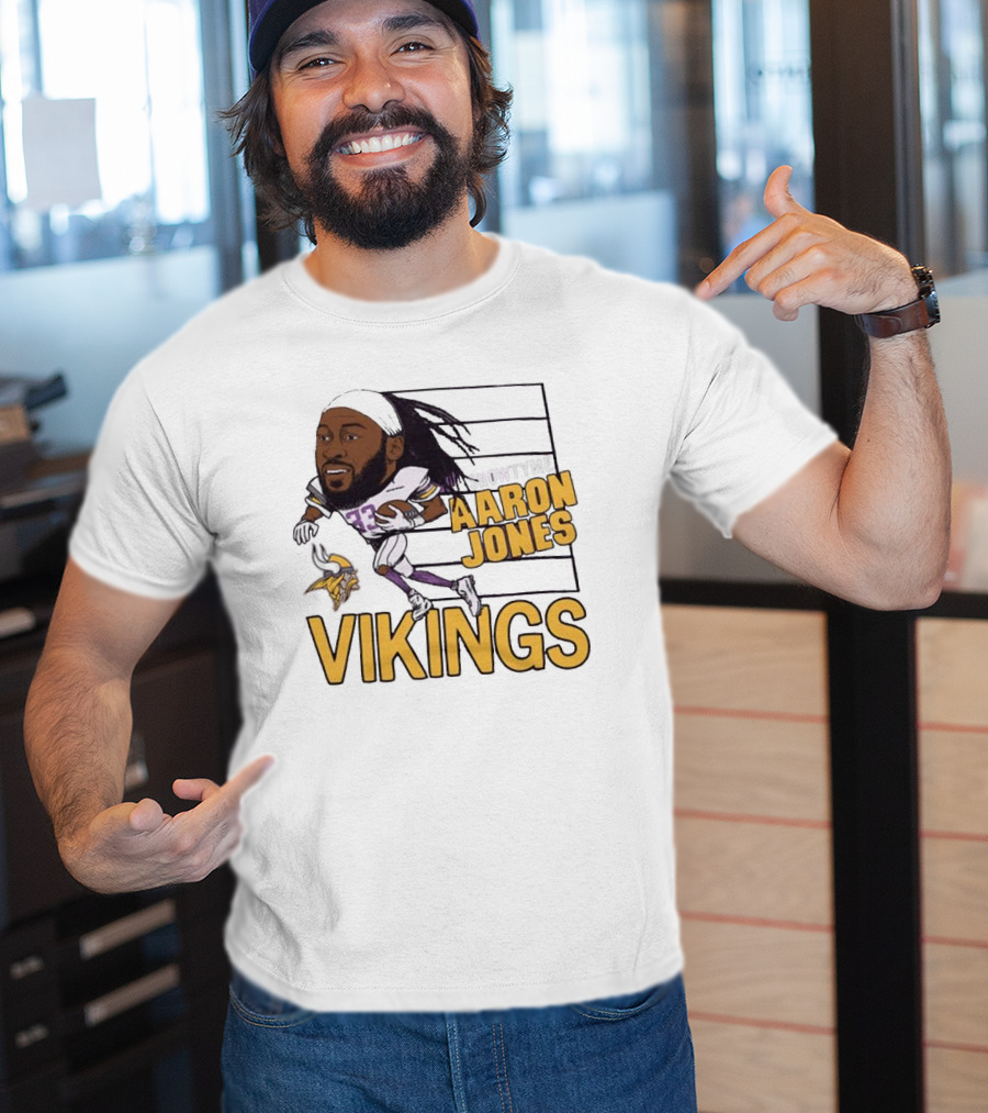 Vikings Showtyme Aaron Jones Football Cartoon Running T-Shirt