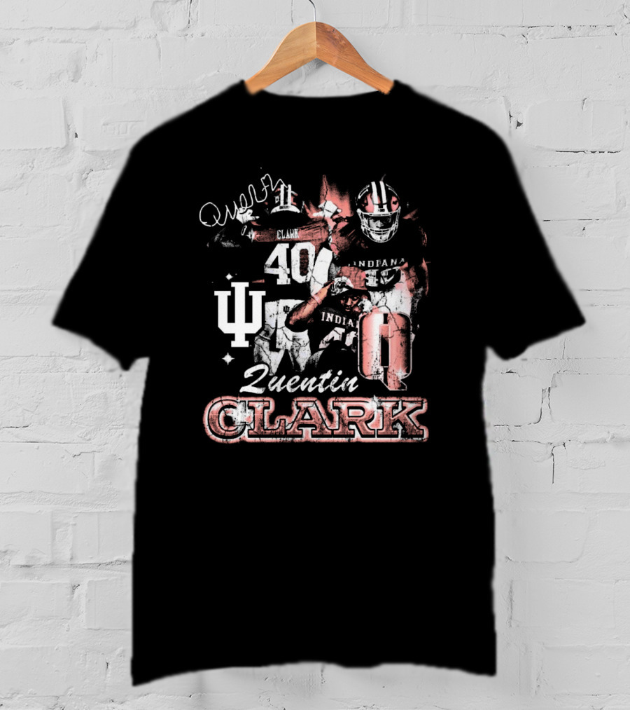 Quentin Clark Indiana Hoosiers 40 Football IU Vintage 90s Style Football Collage T-Shirt