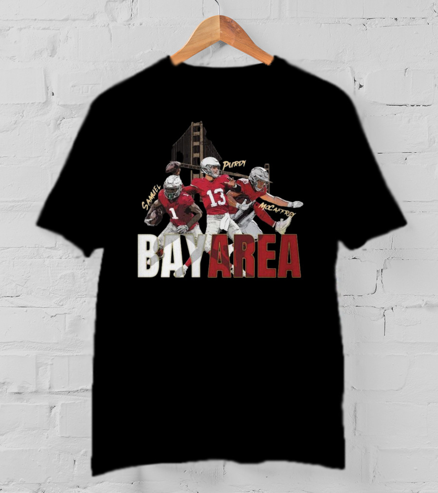 Sammel Purdy McCaffrey San Francisco 49ers Bay Area NFL Trio Football T-Shirt