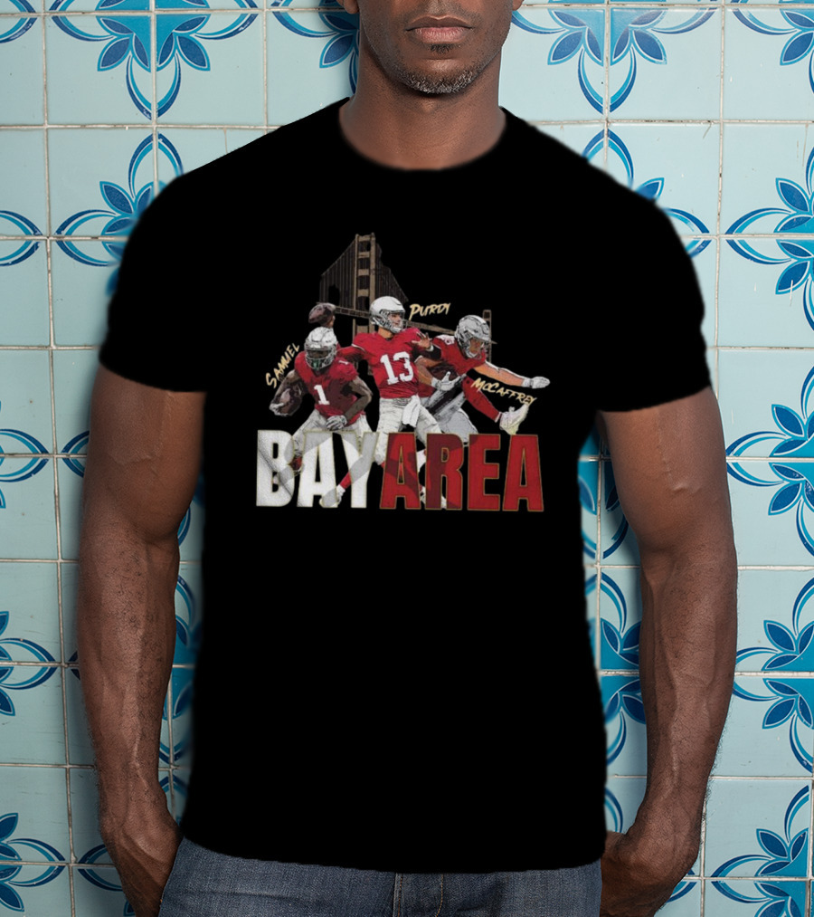 Sammel Purdy McCaffrey San Francisco 49ers Bay Area NFL Trio Football T-Shirt