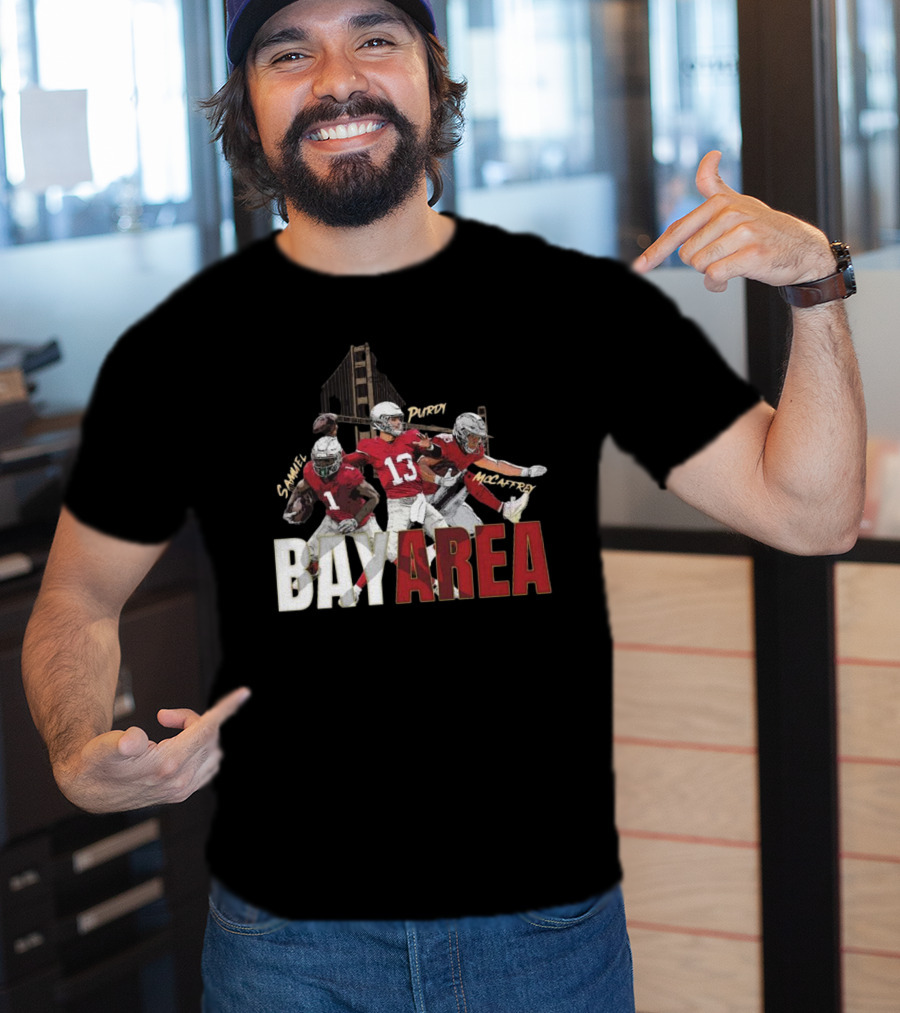 Sammel Purdy McCaffrey San Francisco 49ers Bay Area NFL Trio Football T-Shirt