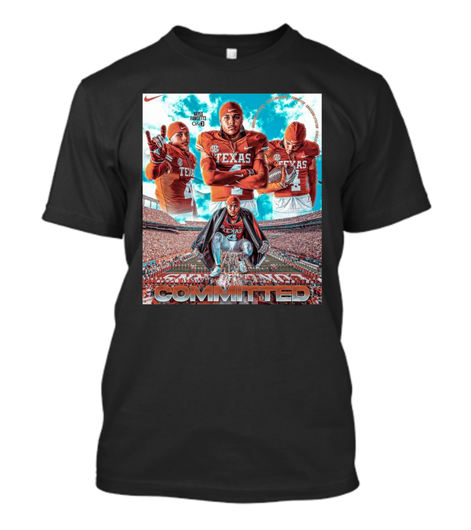 Texas Longhorns Graceson Littleton Committed Football T-Shirt