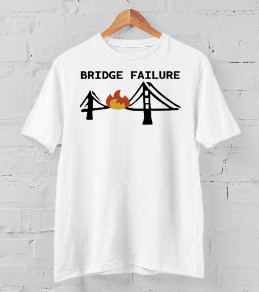 Bridge Failure Flaming Broken Bridge Collapse T-Shirt