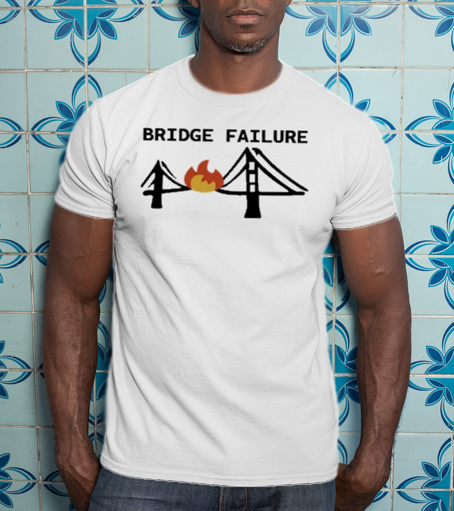 Bridge Failure Flaming Broken Bridge Collapse T-Shirt