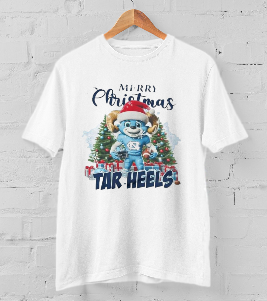 Merry Christmas North Carolina Tar Heels Mascot Festive T-Shirt