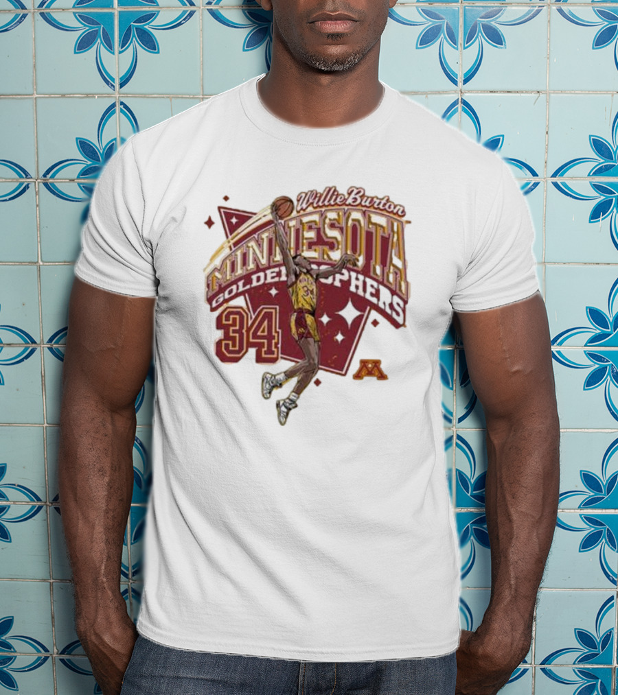 Willie Burton No 34 Minnesota Golden Gophers Basketball Skyhook T-Shirt