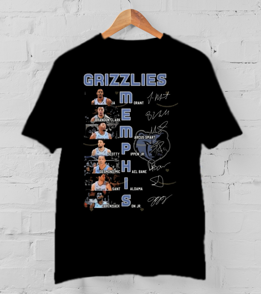 Memphis Grizzlies Ja Morant Brandon Clark Marcus Smart Scotty Pippen Jr Desmond Bane Jaren Jackson Jr Signatures T-Shirt