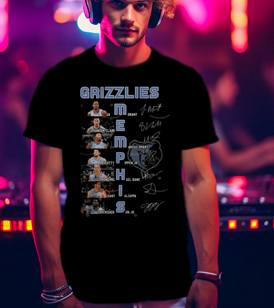 Memphis Grizzlies Ja Morant Brandon Clark Marcus Smart Scotty Pippen Jr Desmond Bane Jaren Jackson Jr Signatures T-Shirt