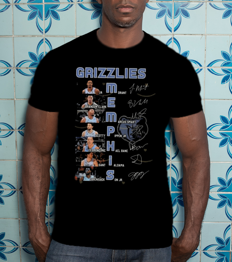 Memphis Grizzlies Ja Morant Brandon Clark Marcus Smart Scotty Pippen Jr Desmond Bane Jaren Jackson Jr Signatures T-Shirt