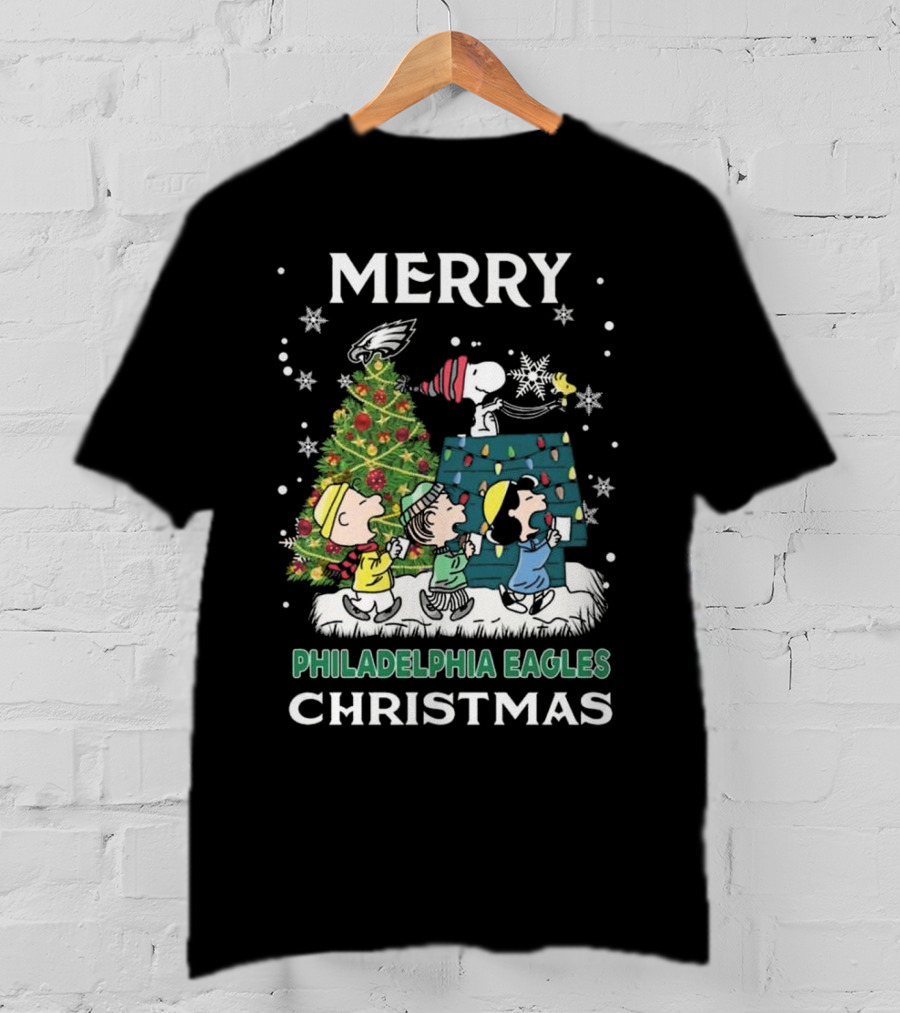 Merry Philadelphia Eagles Christmas Snoopy And Friends T-Shirt