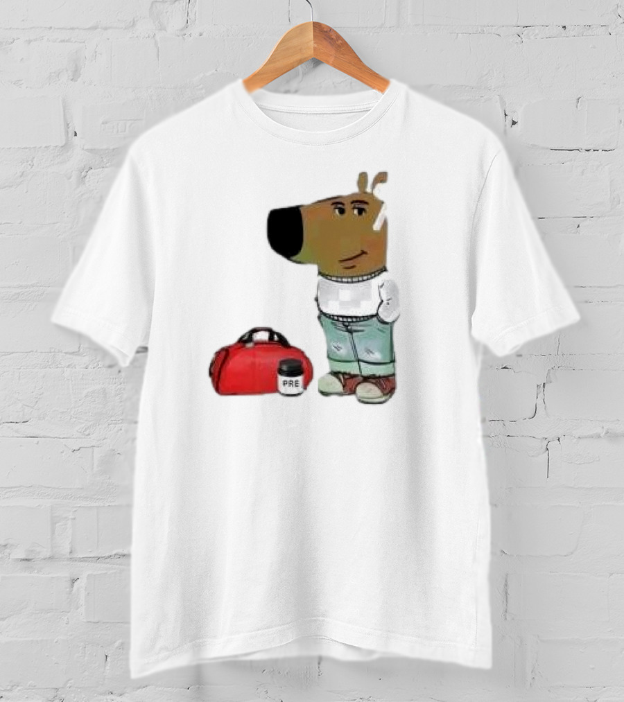 Chill Guy Dog With Gym Bag And Pre-workout Supplement T-Shirt