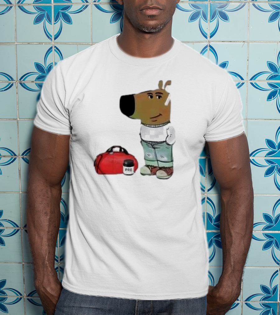 Chill Guy Dog With Gym Bag And Pre-workout Supplement T-Shirt