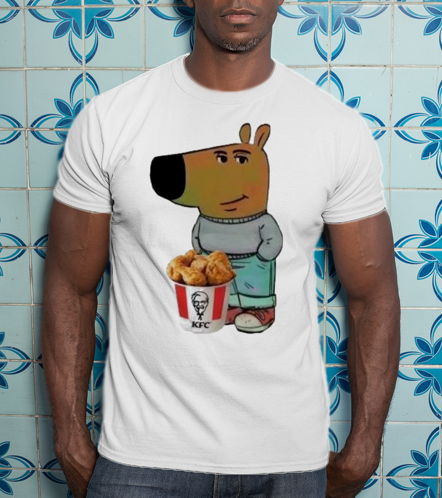 Chill Guy Dog Smiling With KFC Bucket T-Shirt