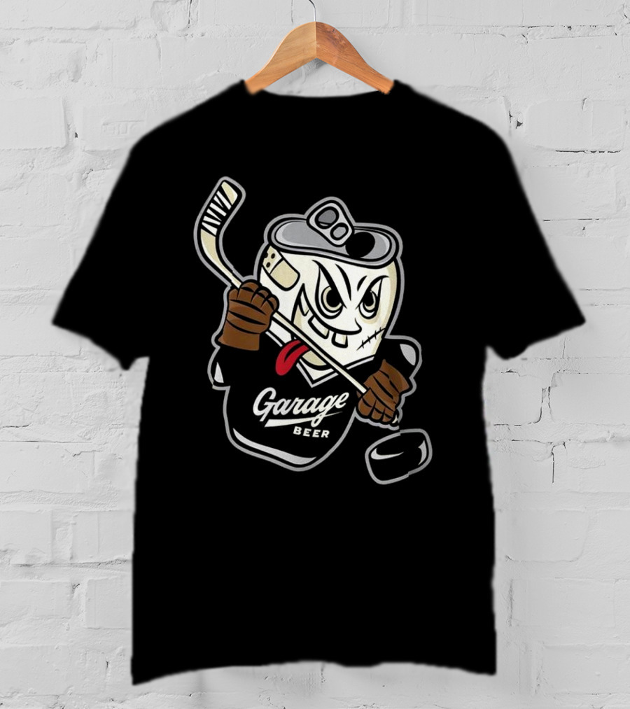 Garage Beer Can Hockey Player T-Shirt
