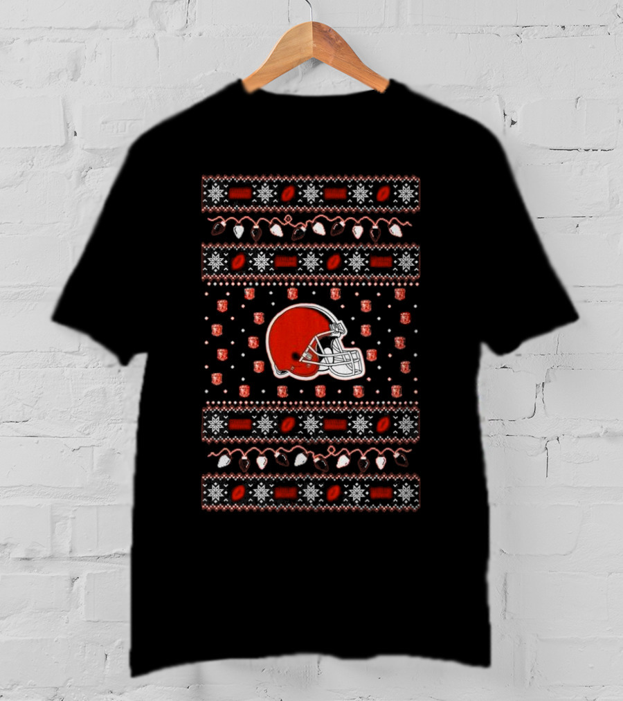 Cleveland Browns Holiday Lights Ugly Christmas T-Shirt
