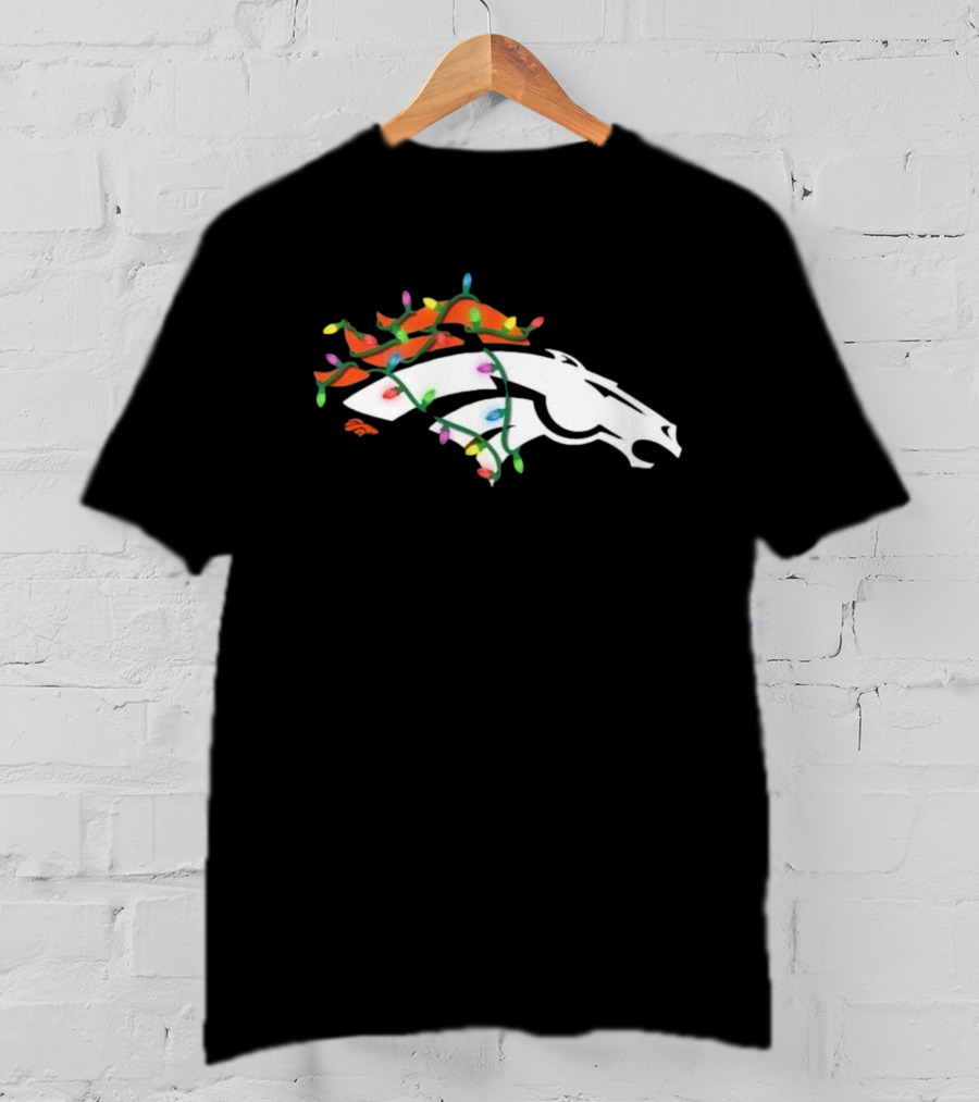 Denver Broncos Holiday Lights Logo T-Shirt