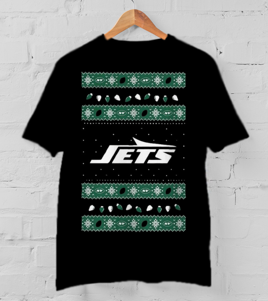 New York Jets Ugly Holiday Lights T-Shirt