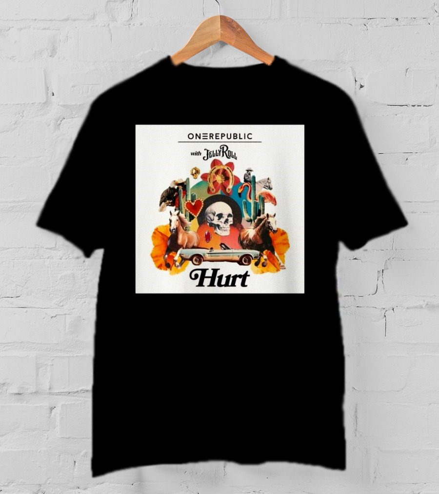 ONEREPUBLIC With JELLY ROLL Hurt Retro Collage Of Horses And Cactus T-Shirt