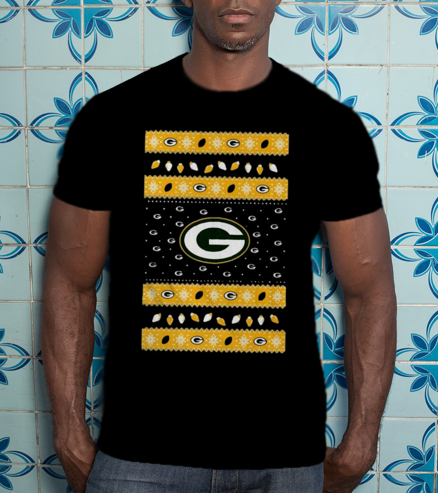 Green Bay Packers Holiday Lights Ugly Sweater T-Shirt