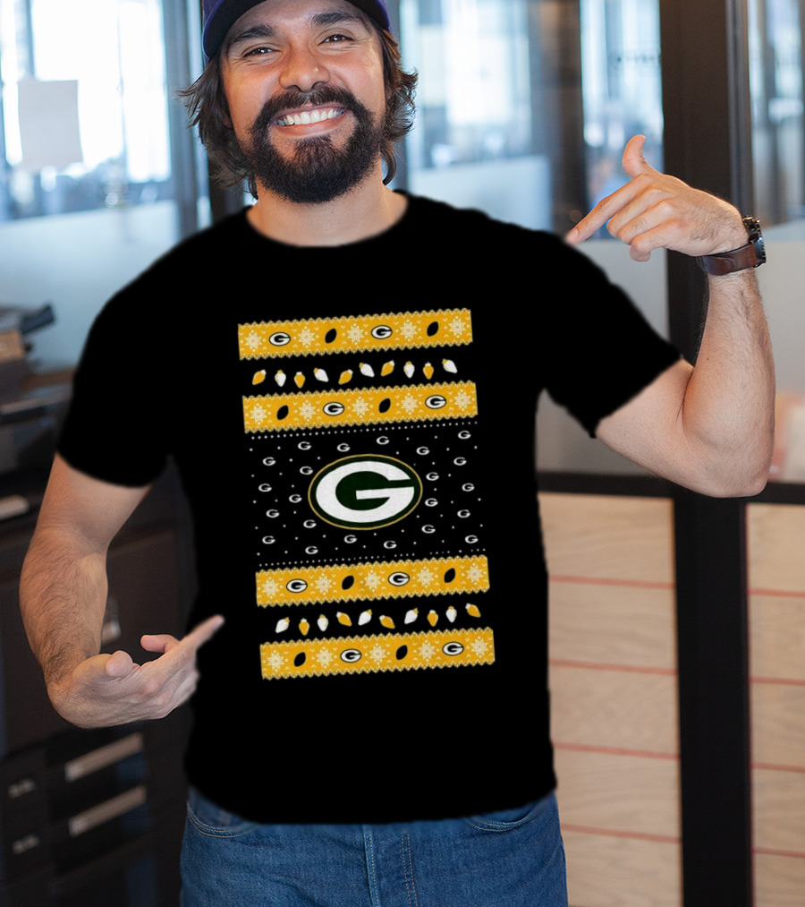 Green Bay Packers Holiday Lights Ugly Sweater T-Shirt