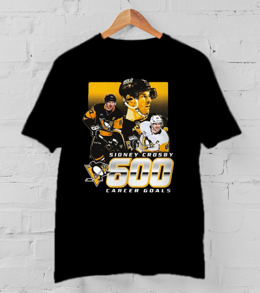 Sidney Crosby Pittsburgh Penguins 600 Career Goals NHL Achievement T-Shirt