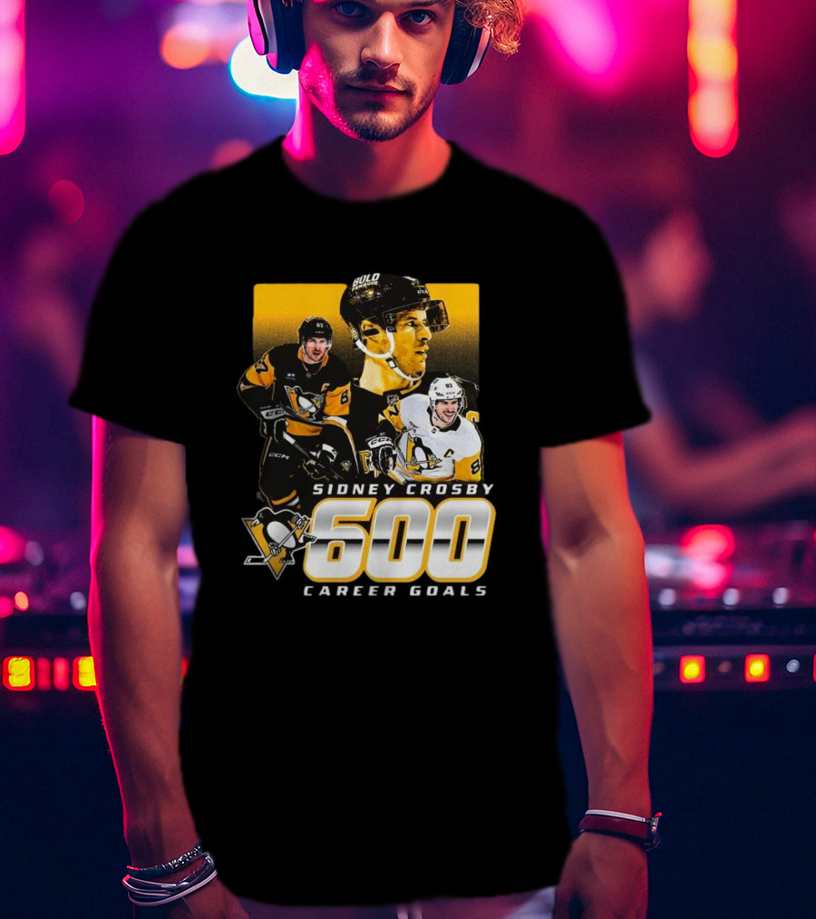 Sidney Crosby Pittsburgh Penguins 600 Career Goals NHL Achievement T-Shirt