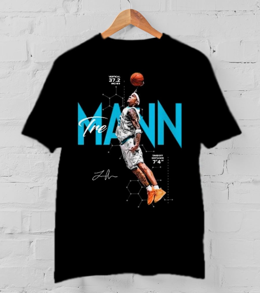 Tre Mann Vertical Jump Basketball Dunk 37.2 Inches Charlotte Hornets T-Shirt