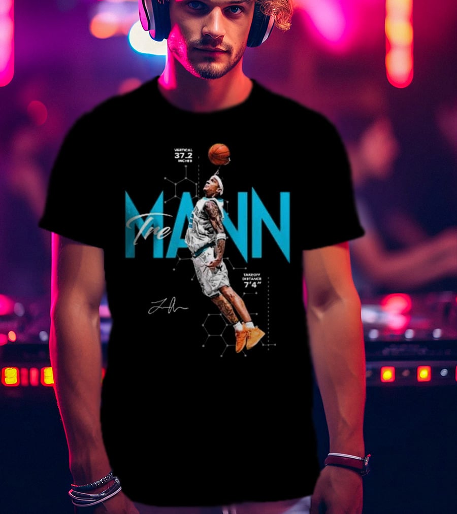 Tre Mann Vertical Jump Basketball Dunk 37.2 Inches Charlotte Hornets T-Shirt