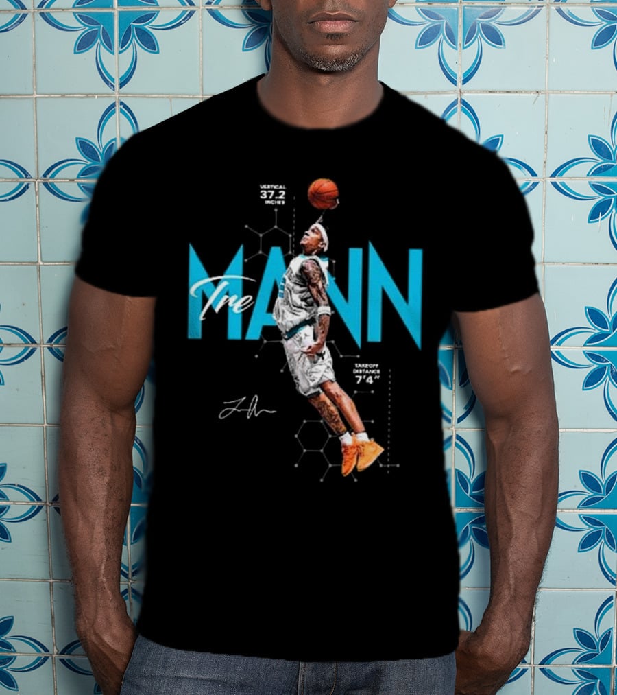 Tre Mann Vertical Jump Basketball Dunk 37.2 Inches Charlotte Hornets T-Shirt