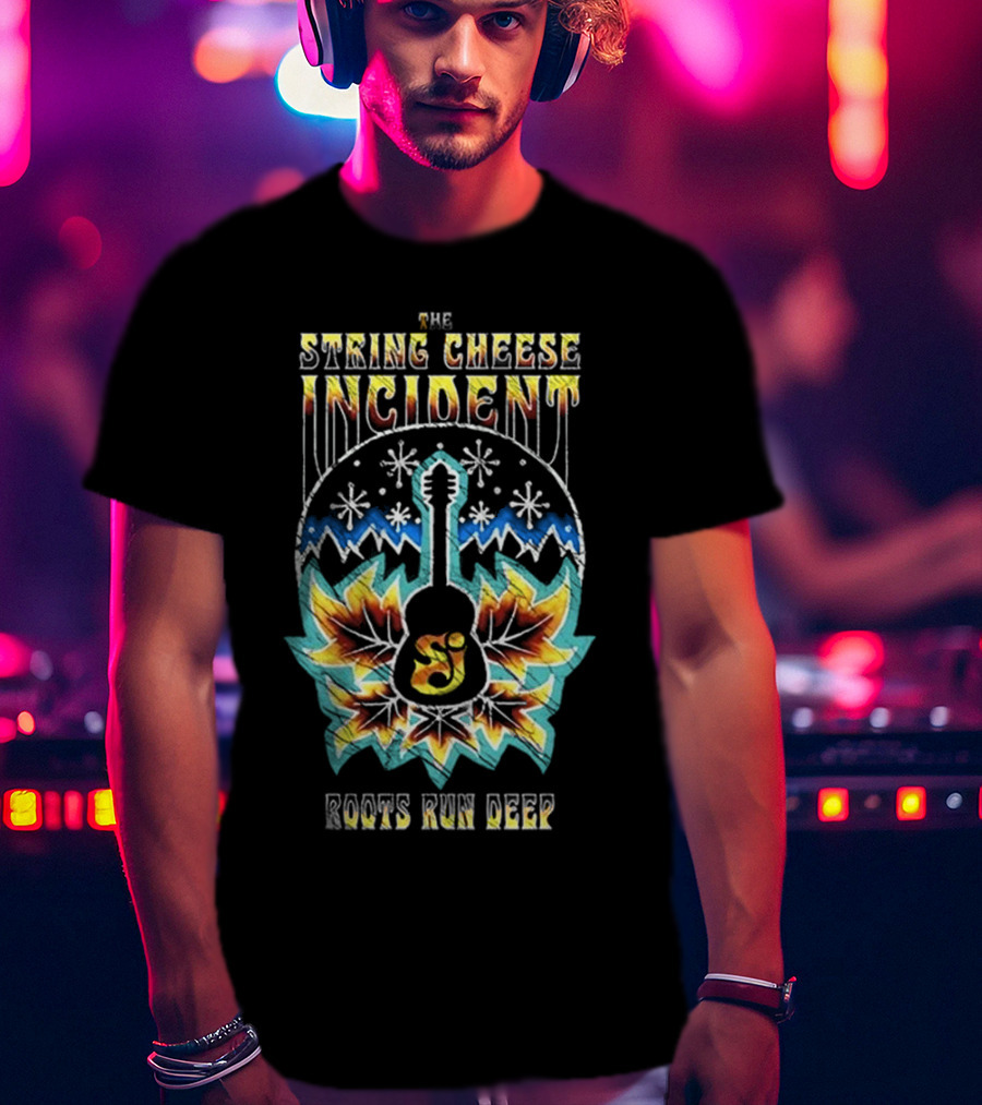 The String Cheese Incident Roots Run Deep Sunrise Mountains Guitar T-Shirt